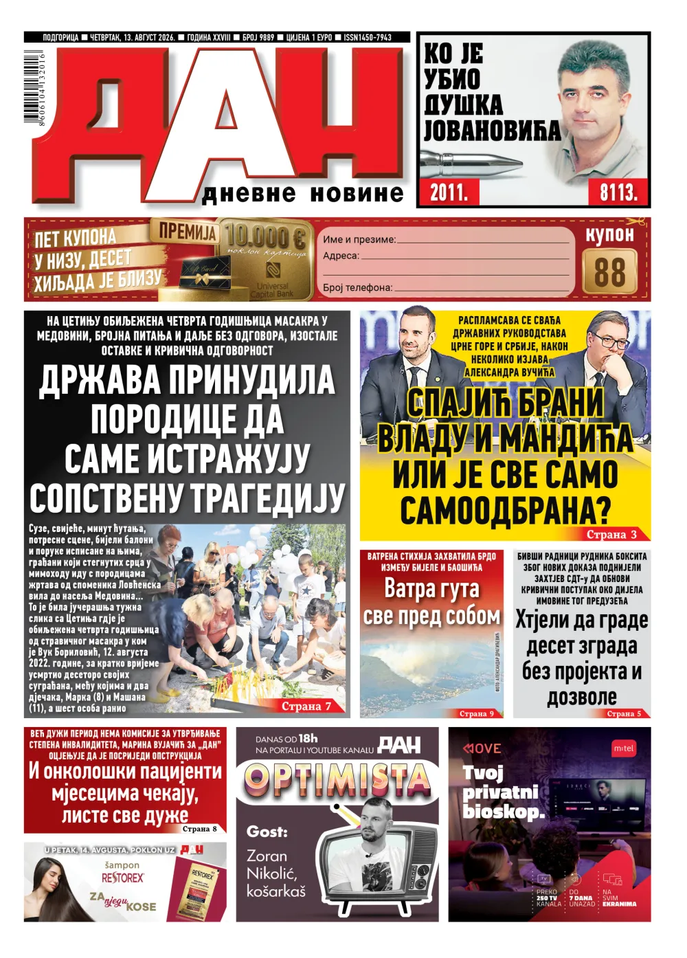 naslovna strana dana