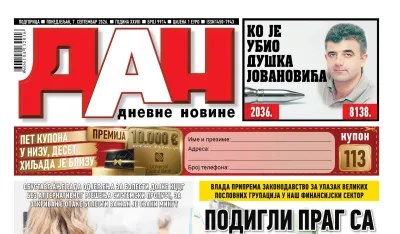 Naslovna strana "Dana" za 7. septembar