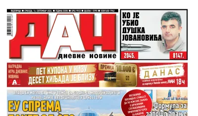 Naslovna strana "Dana" za 16. septembar