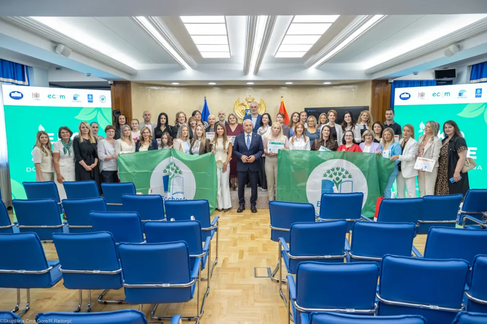 U Skup&scaron;tini uručena priznanja međunarodnog programa Eko-&scaron;kole u Crnoj Gori