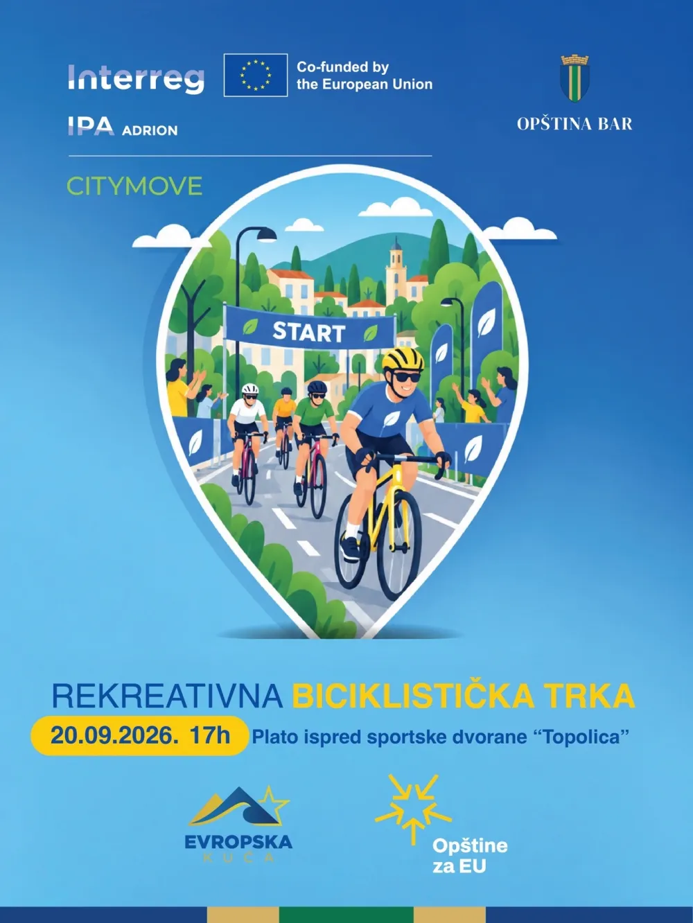 Op&scaron;tina Bar: Zajednička biciklistička vožnja ulicama Bara u nedjelju, 20. septembra
